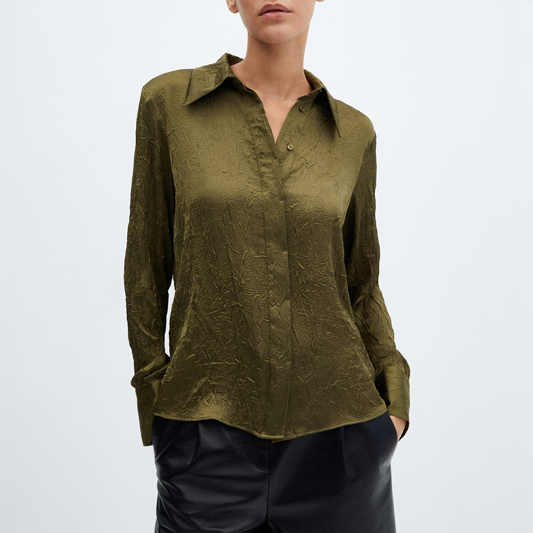 Green Satin Textured Shirt