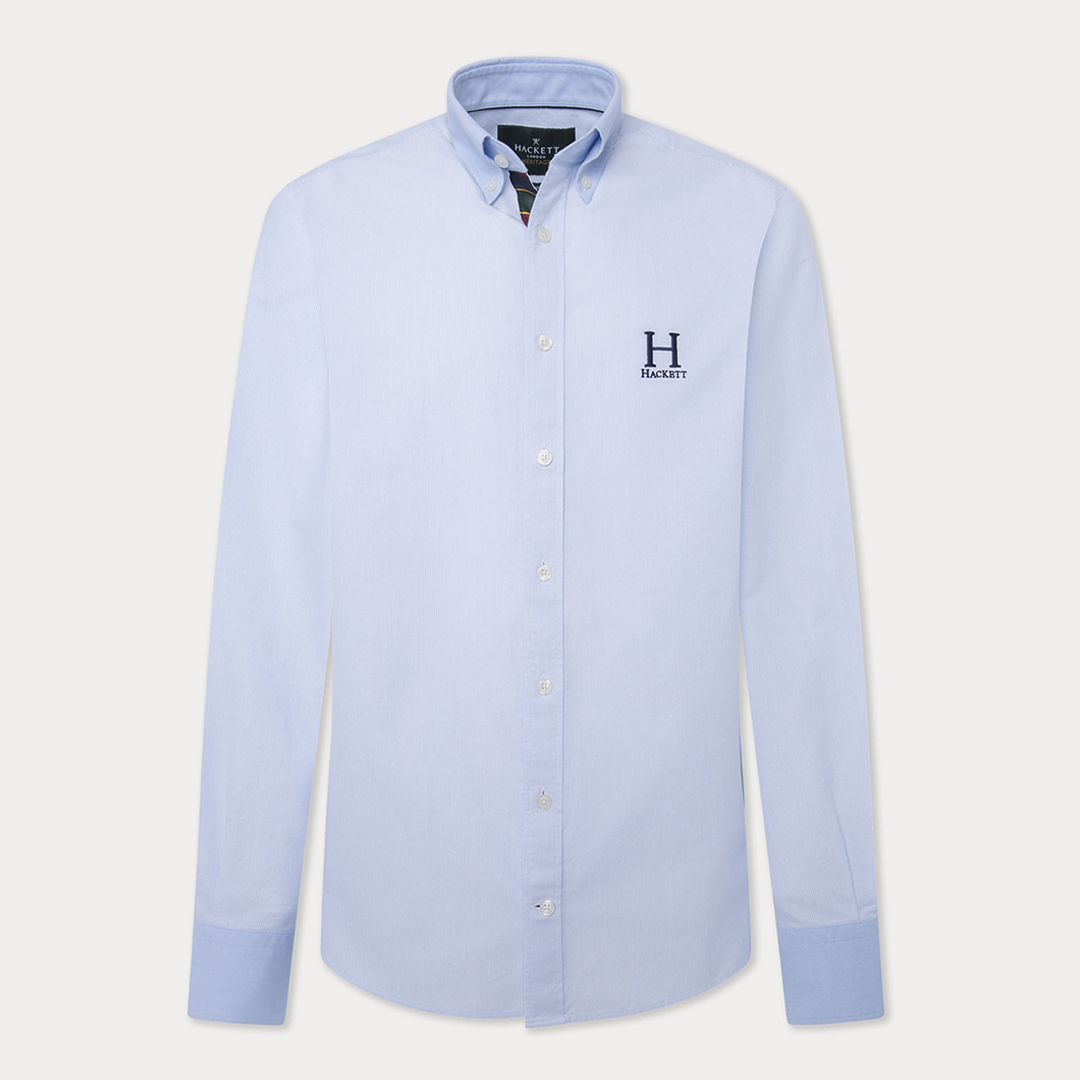 Light Blue Embroidered Oxford Cotton Shirt