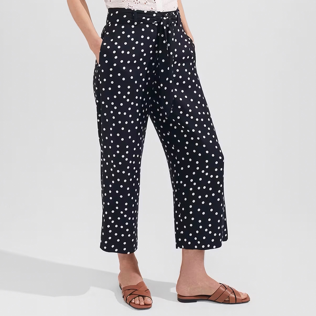 Navy Polka Dot Astrid Crop Trousers