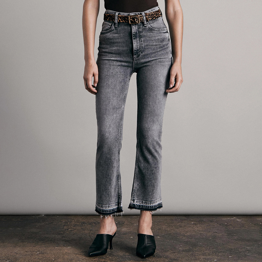 Grey Casey High-Rise Ankle Flare Jean