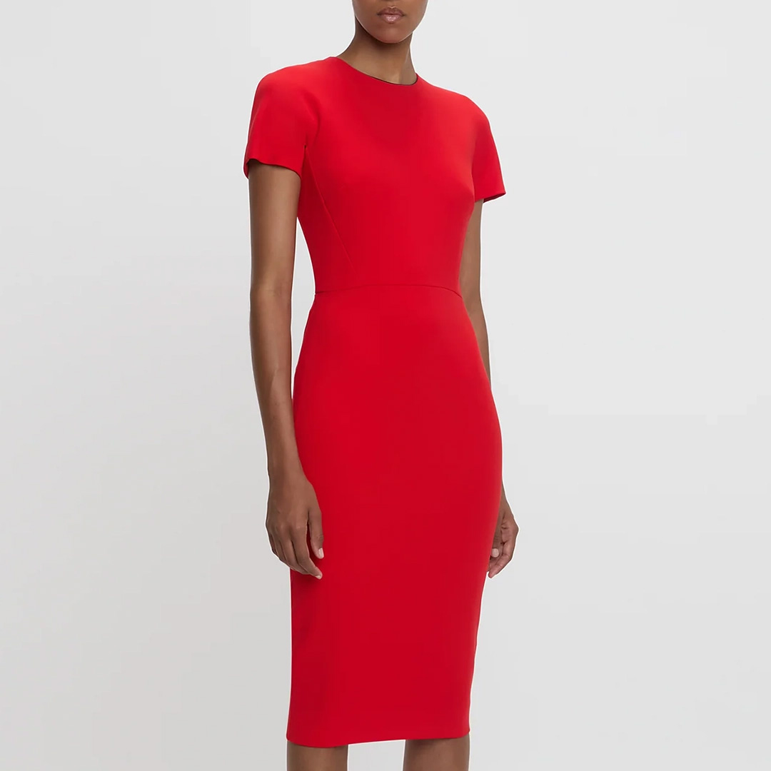 Red T-Shirt Fitted Dress