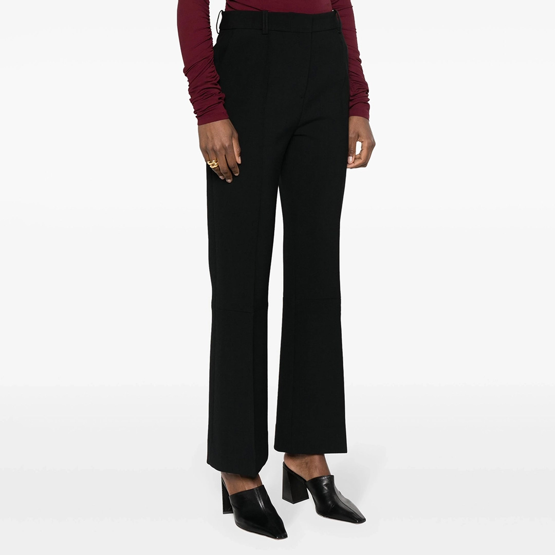 Black Cropped Kick Trouser