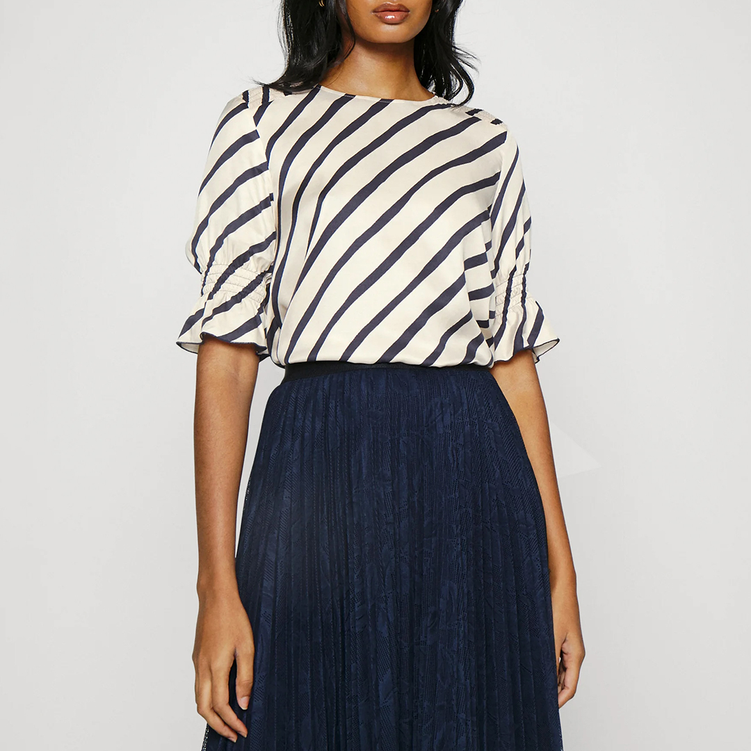 White Canto Striped Blouse