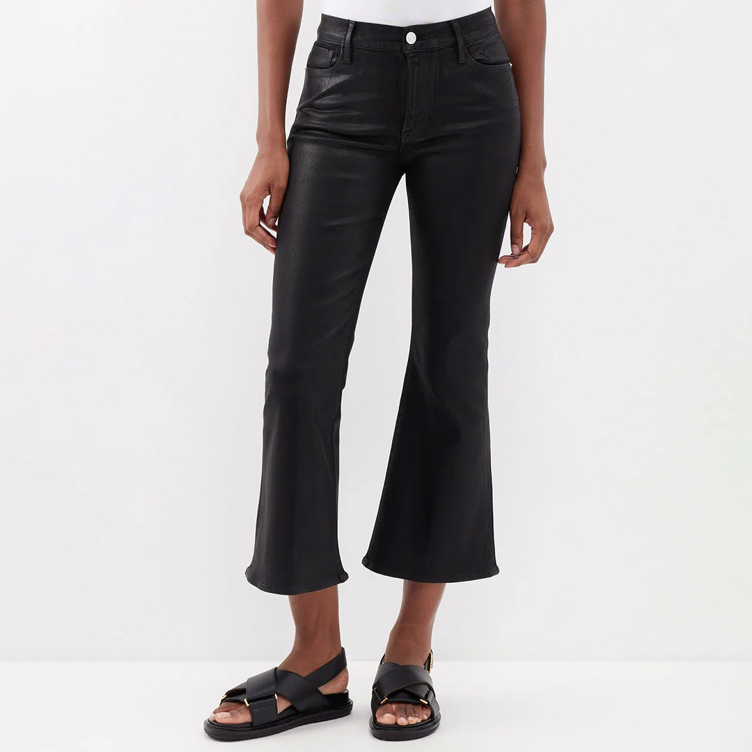 Black Le Crop Flare Jean