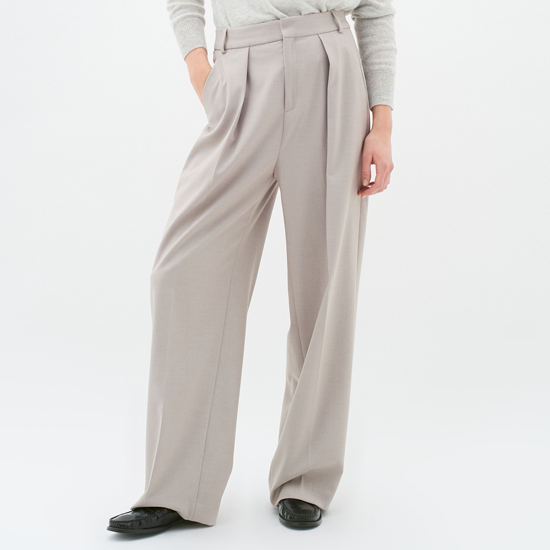 Grey ZaiI Wool Blend Wide Trouserss