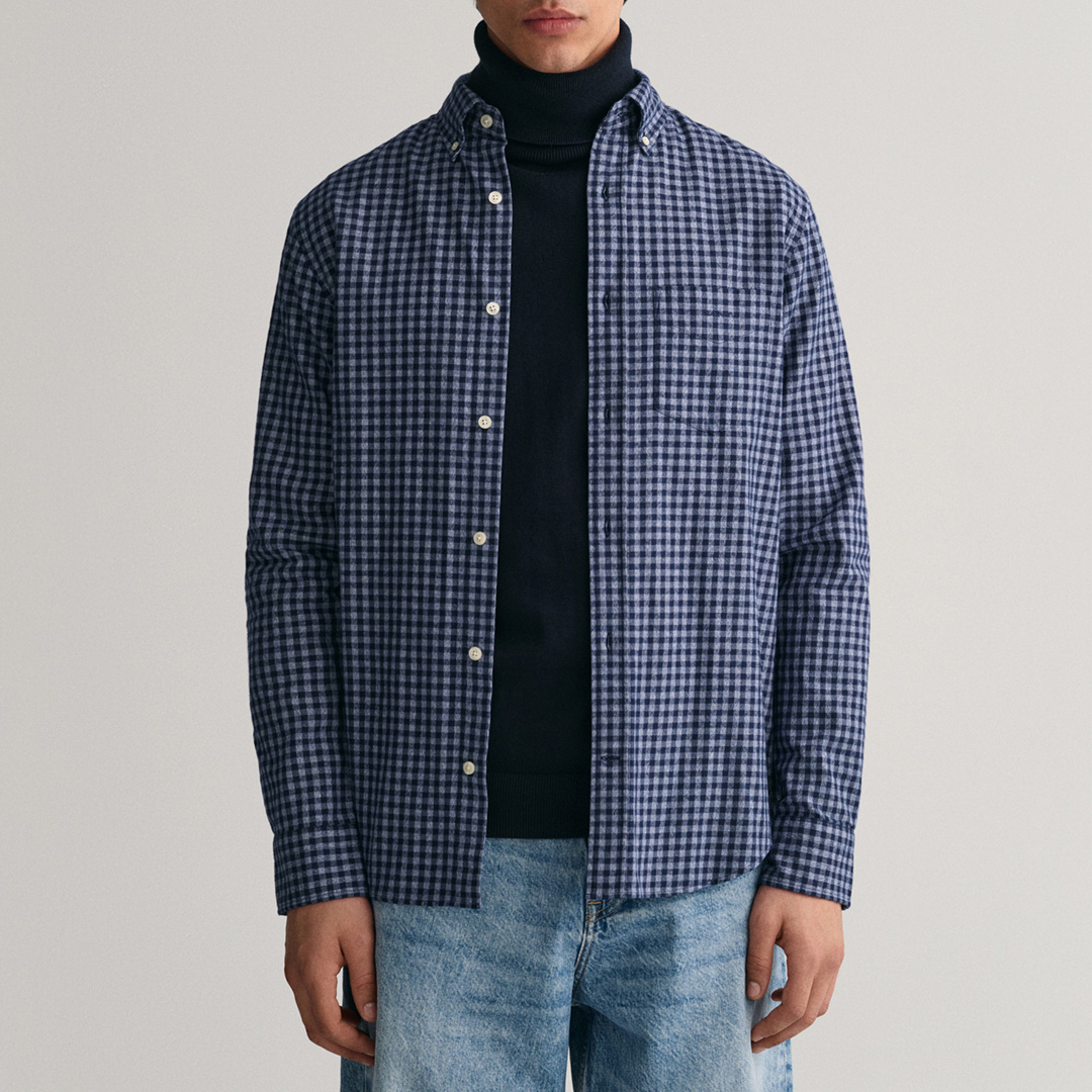 Blue Regular Jaspe Gingham Shirt