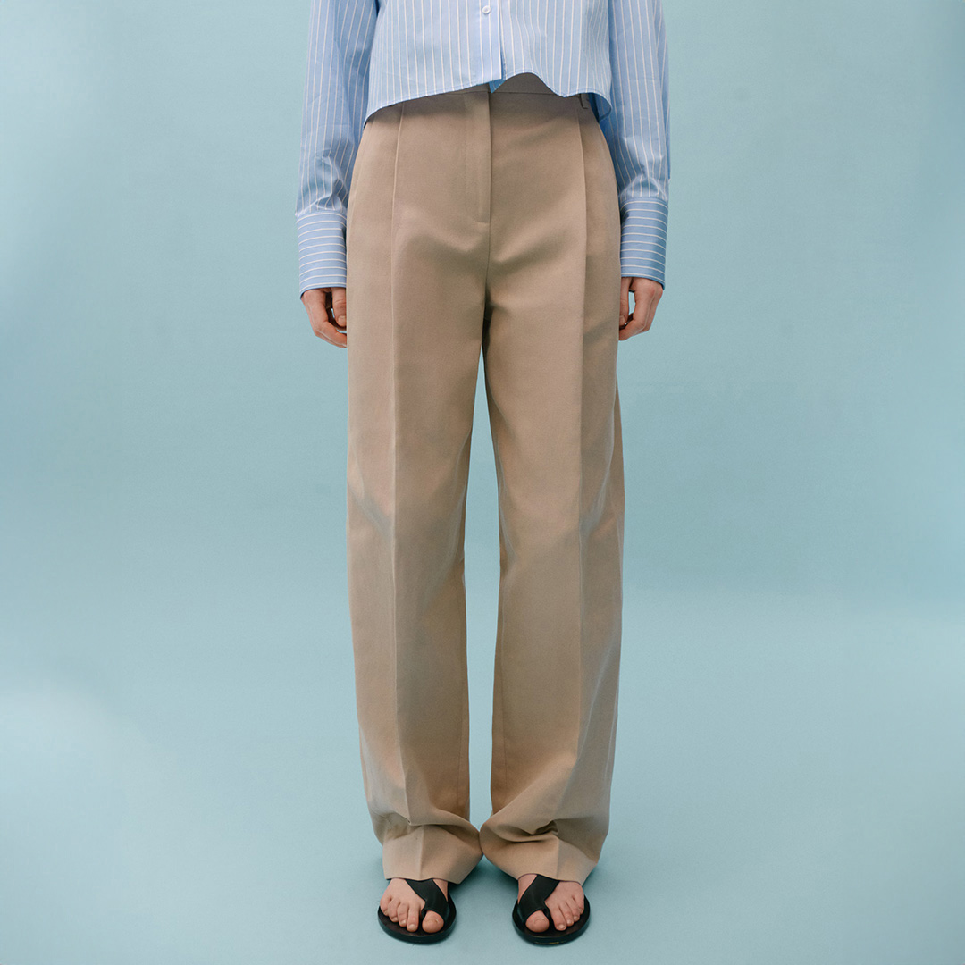 Beige Pleated Trouser - Mango X Victoria Beckham - Modalova