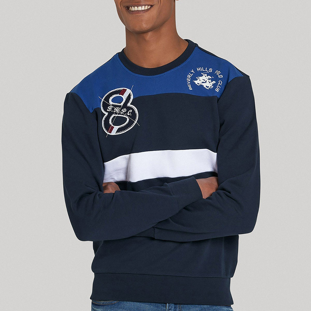 Navy 8 Panelled Sweatshirt