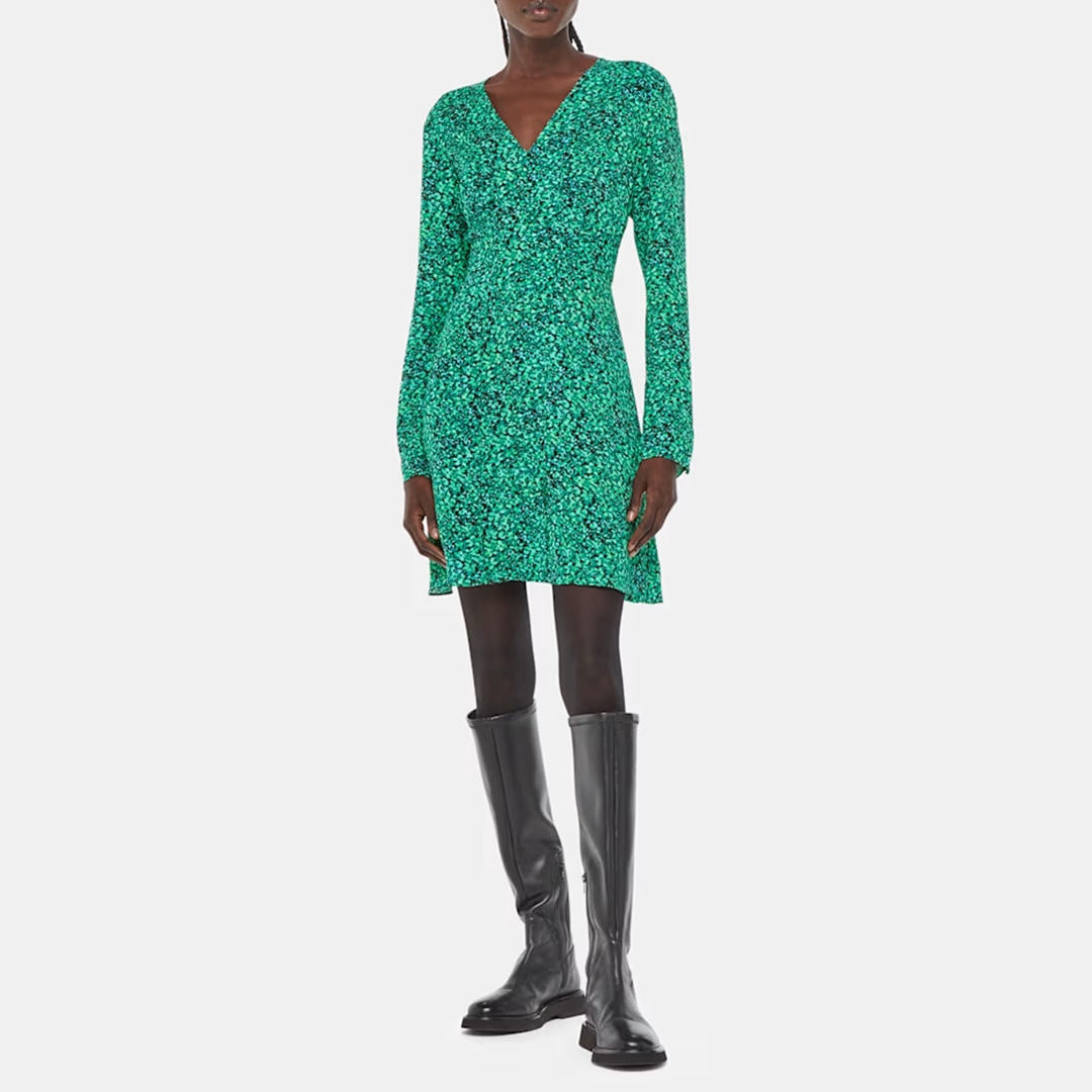 WHISTLES Women's  Green Dappled Floral Lori Mini Dress in Size 16, BrandAlley