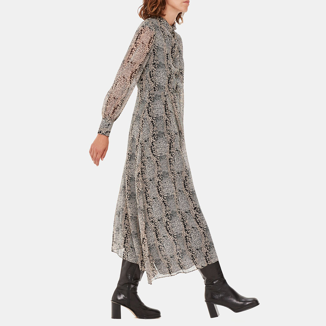 WHISTLES Women's    Optical Snake Meg Midi Dress in Size 10, BrandAlley