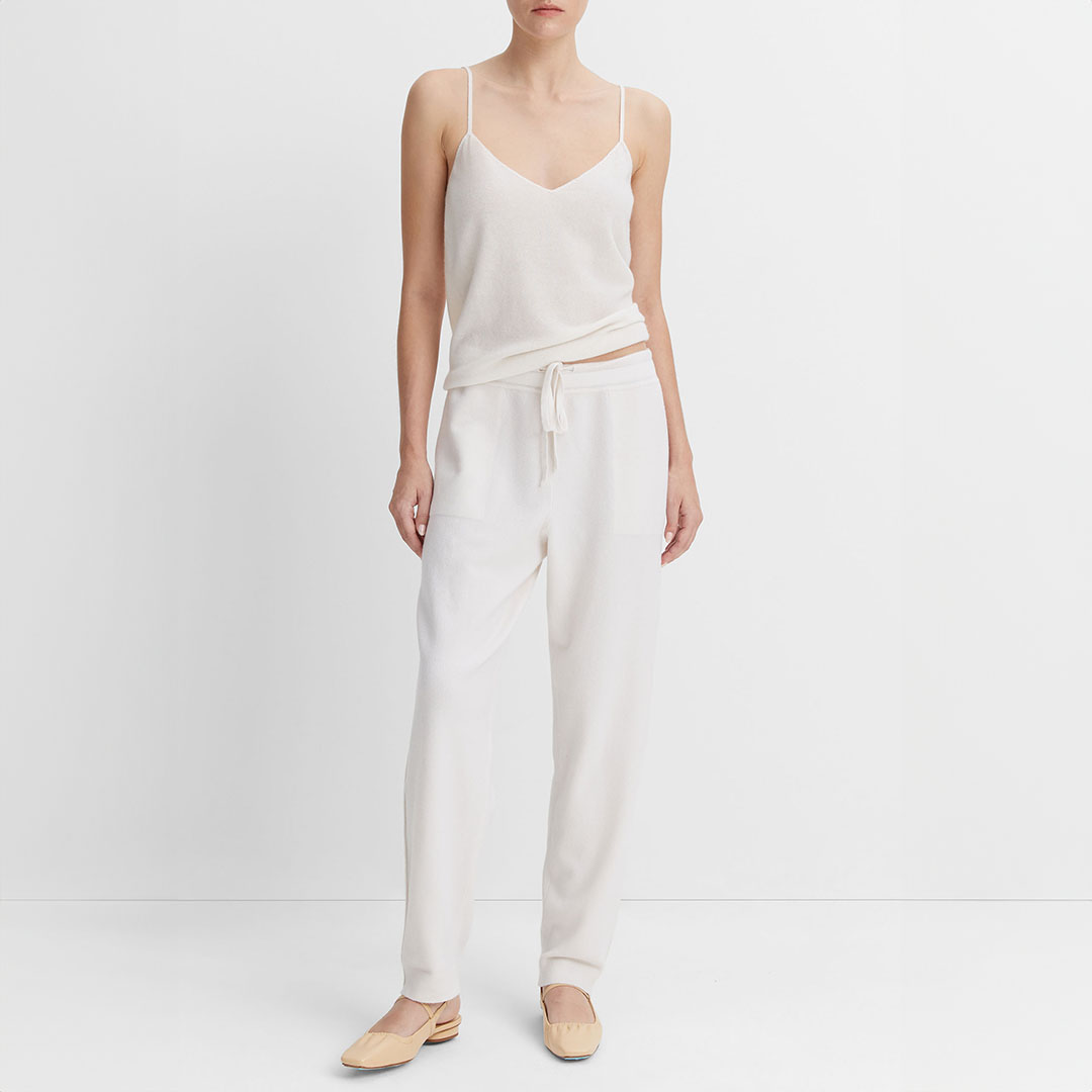 White Wool Cashmere Blend Joggers
