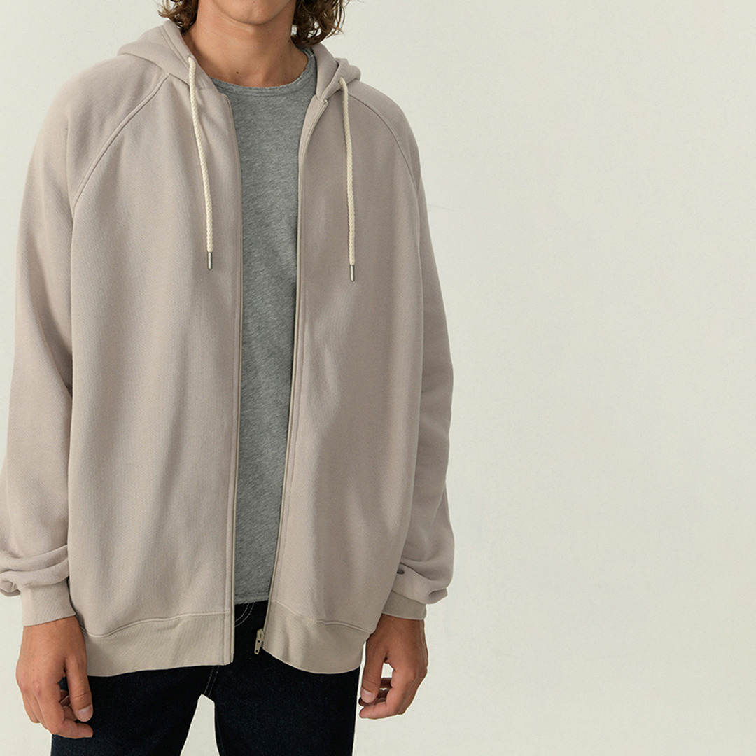 Stone Zip-Up Hoodie