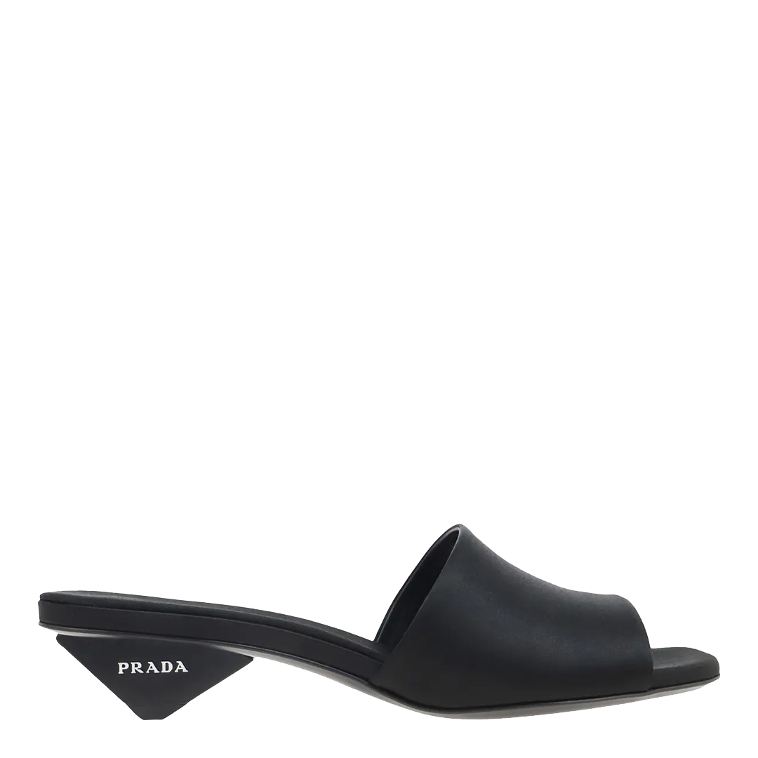 Black Kitten Heel Mule