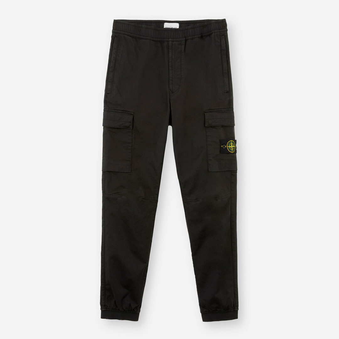 Black Wool Blend Cargo Trousers - Stone Island - Modalova