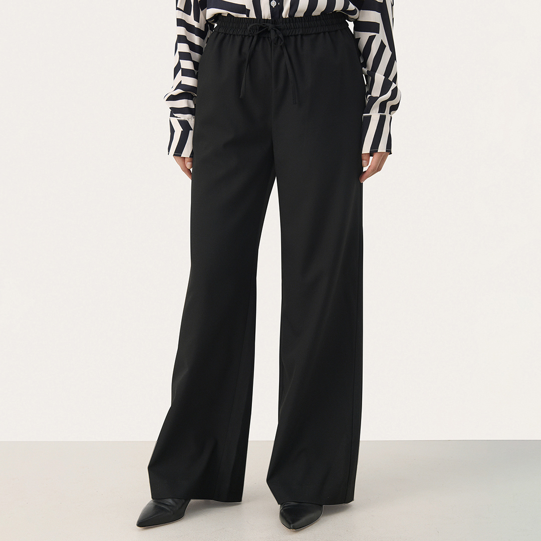 Black Wide Leg Relaxed Trousers