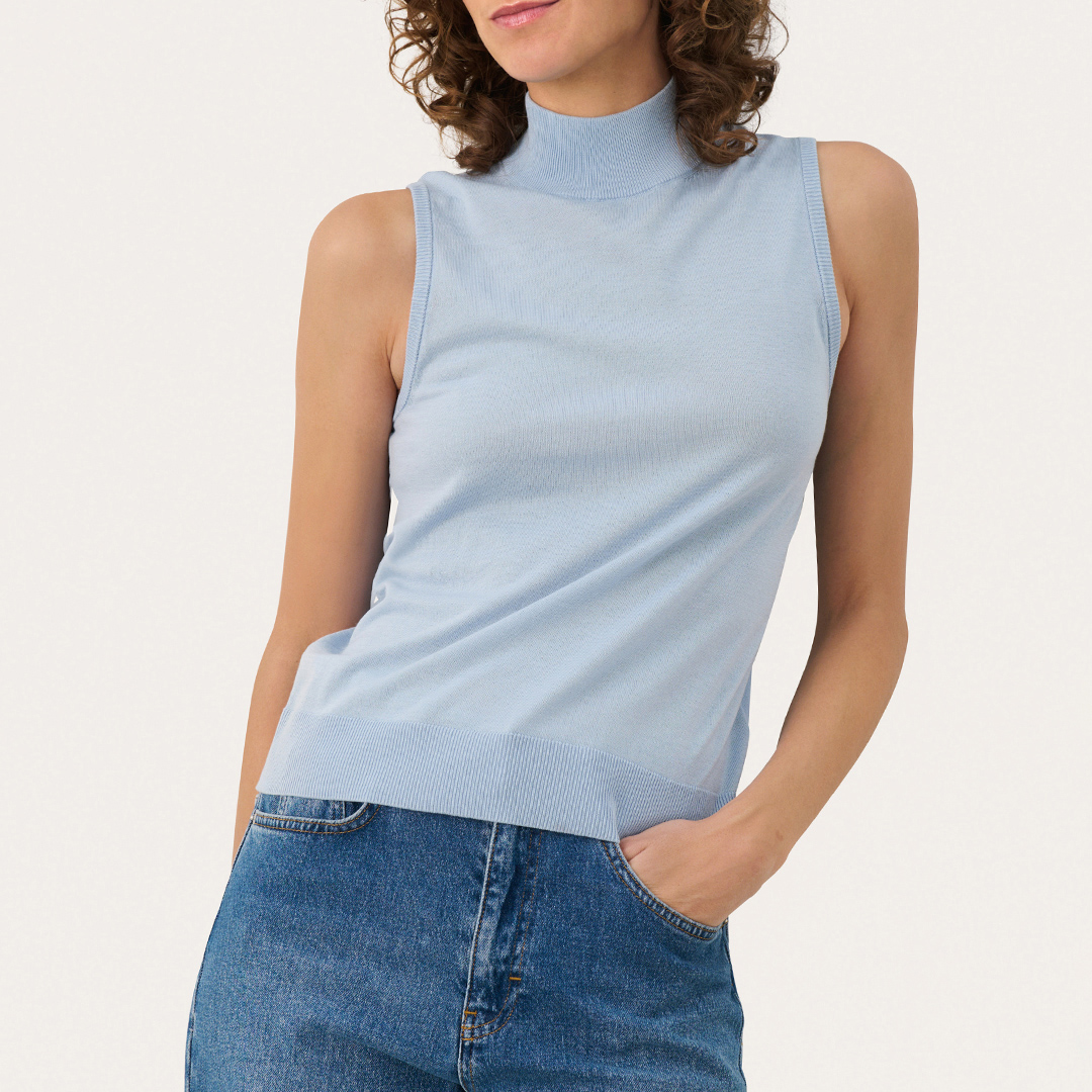 Soft Blue Lise Silk Blend Top