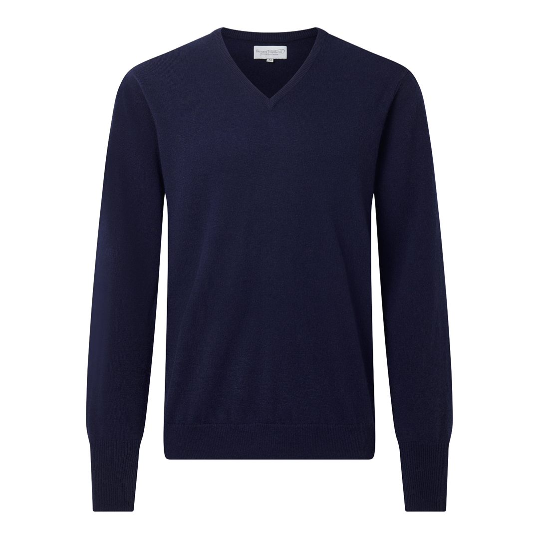 Blue Classic V-Neck Wool Cashmere Jumper Blue Classic V-Neck Wool Cashmere Jumper