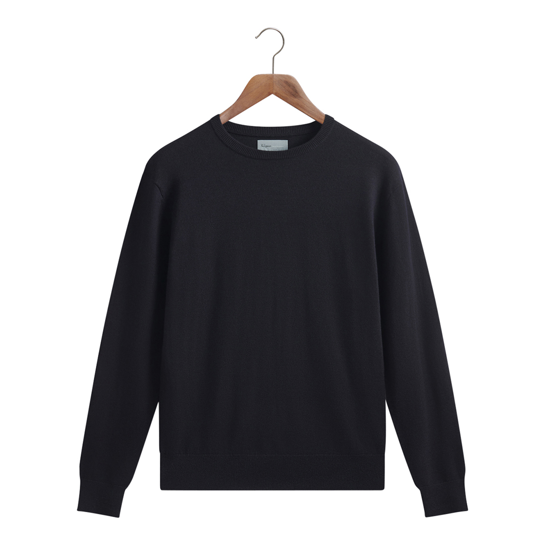 Navy Crew Neck Merino Wool Jumper