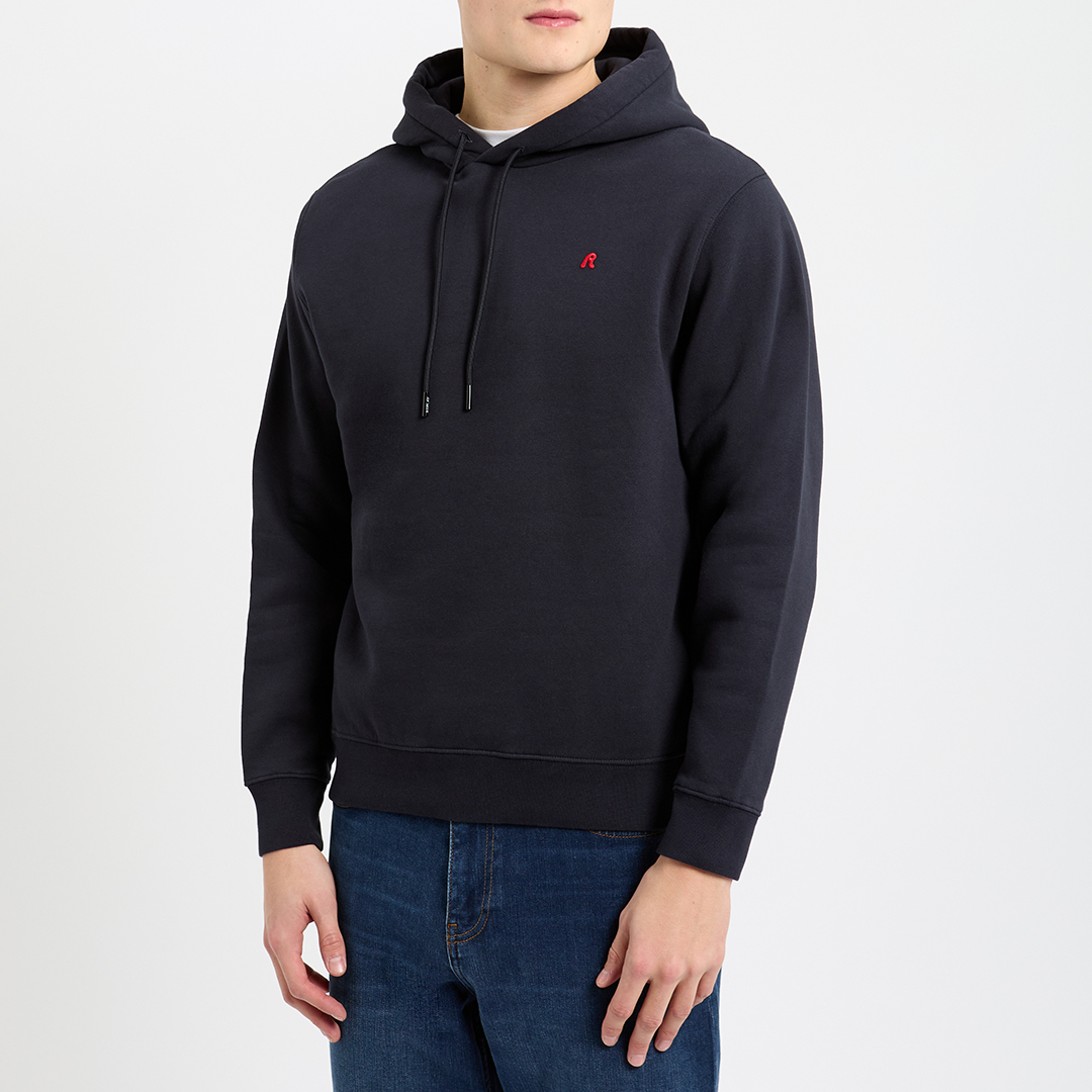 Navy Small Logo Cotton Hoodie