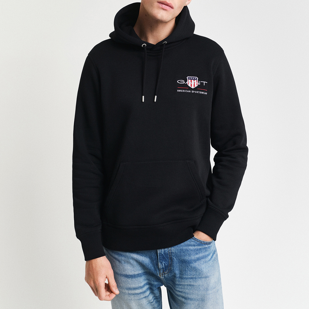 Black Archive Medium Shield Logo Hoodie