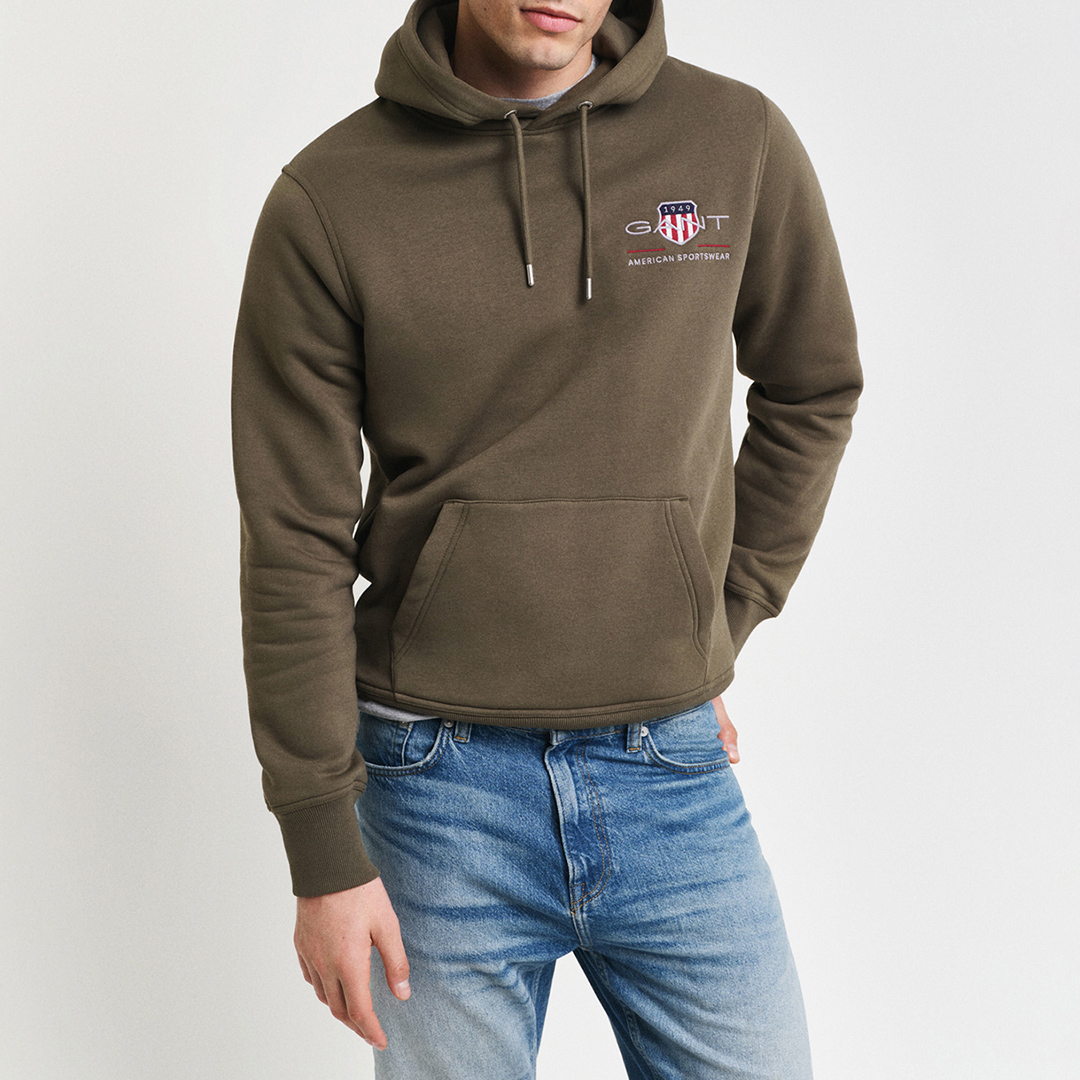 Khaki Archive Medium Shield Logo Hoodie