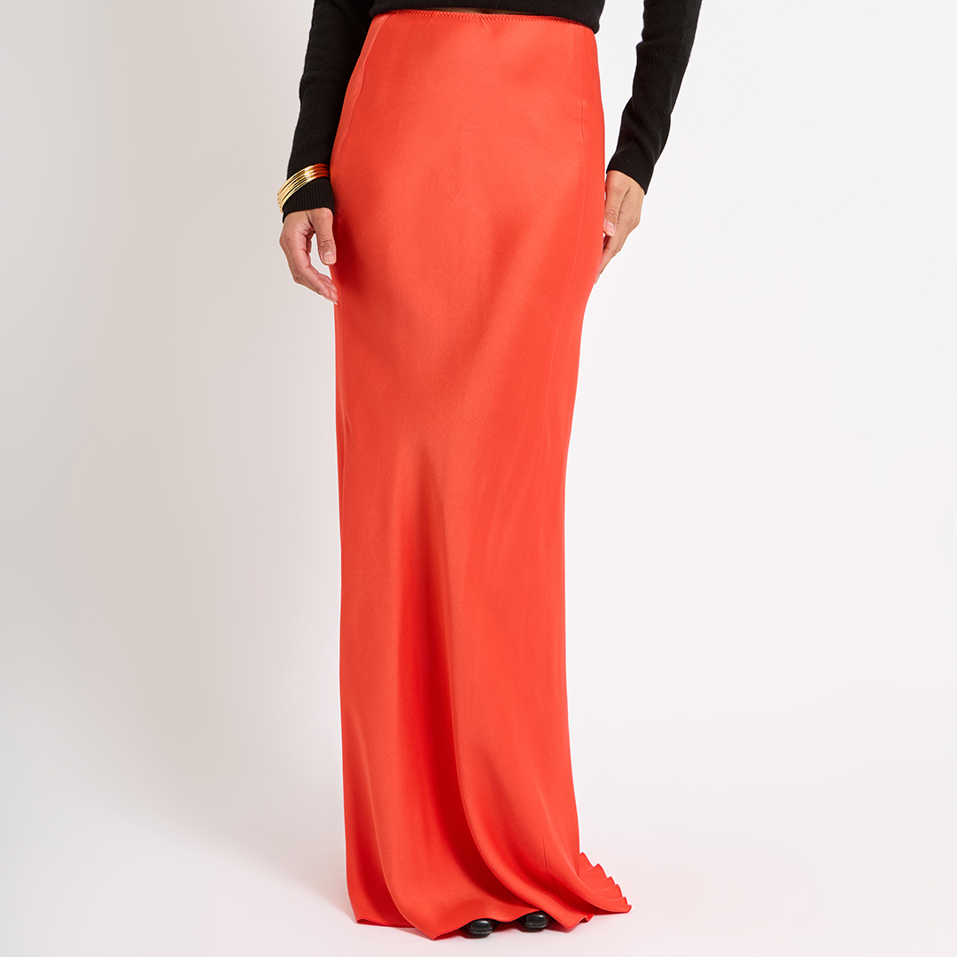 Red Bias Cut Cami Skirt