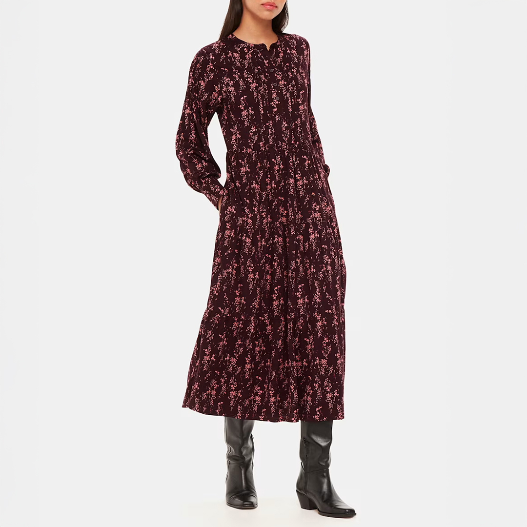 WHISTLES Women's   Pink Wisteria Dot Trapeze Dress in Size 6, BrandAlley