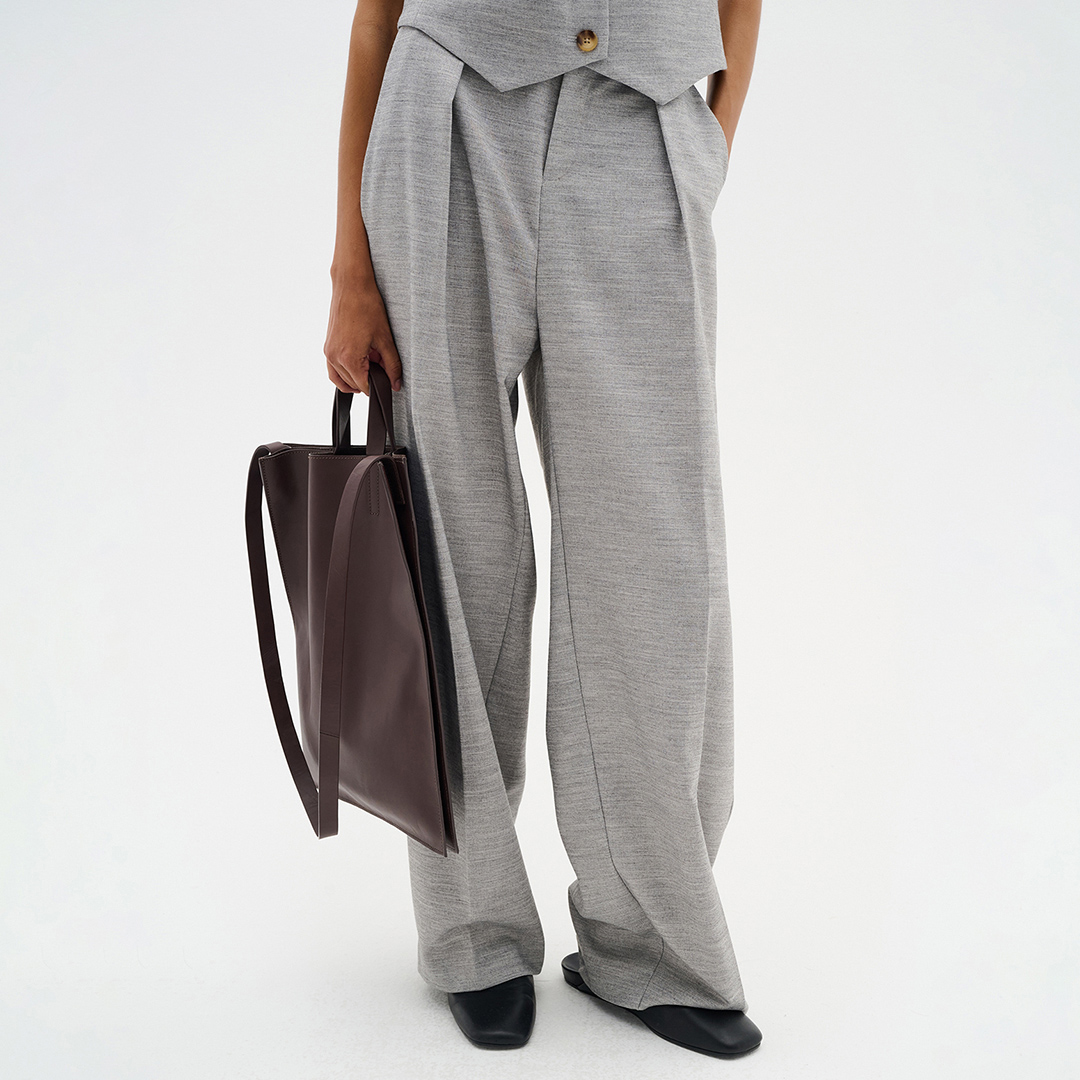 Grey Marl Pleated Trousers - Inwear - Modalova