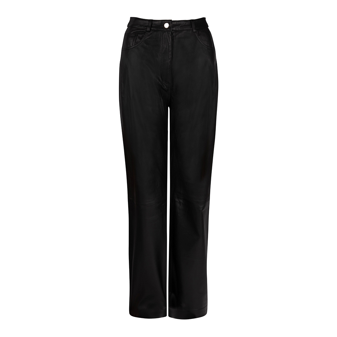 Black Amy Straight Leather Trousers