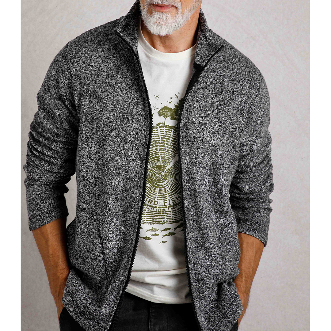 Grey Eco Full Zip Snow Marl Fleece