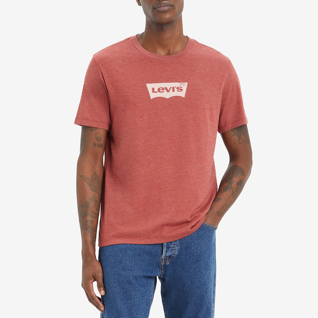Red Washed Logo Cotton Blend T-Shirt