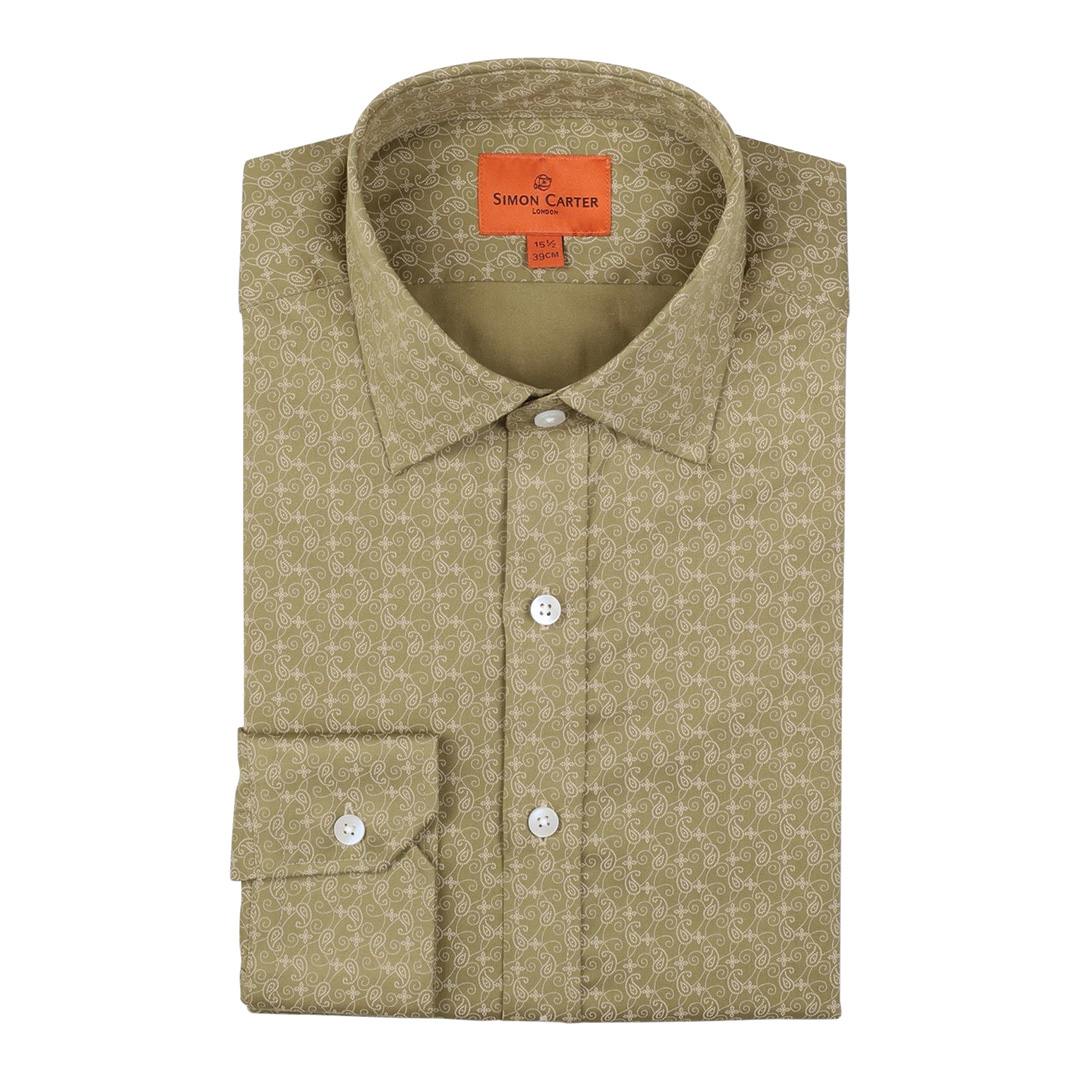 Brown Paisley Printed Cotton Shirt