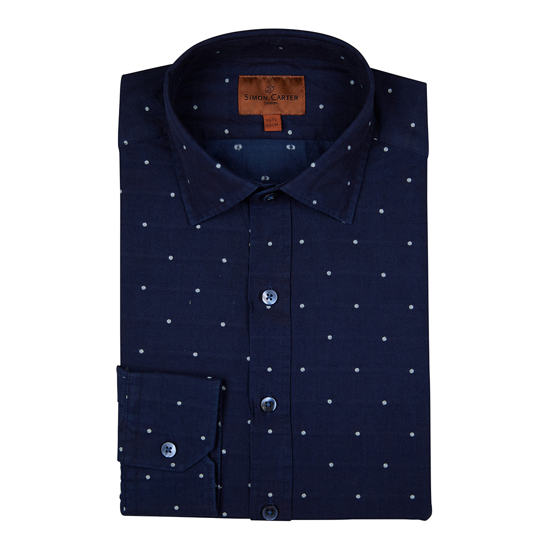 Blue Polka Dot Cotton Shirt