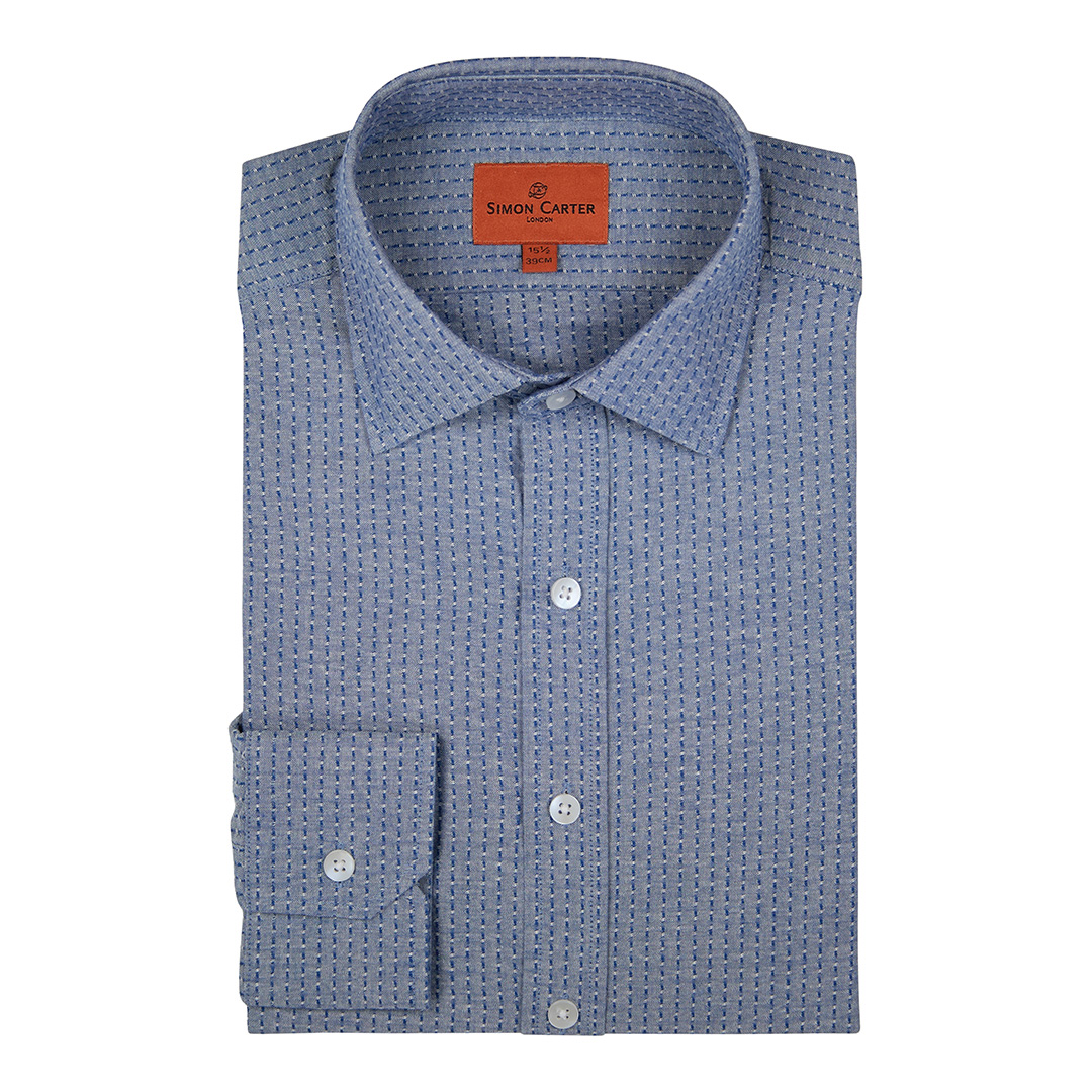 Blue Textured Stripe Cotton Shirt