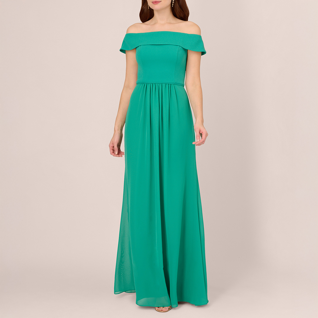 Adrianna Papell Green Crepe Gown - Size 10