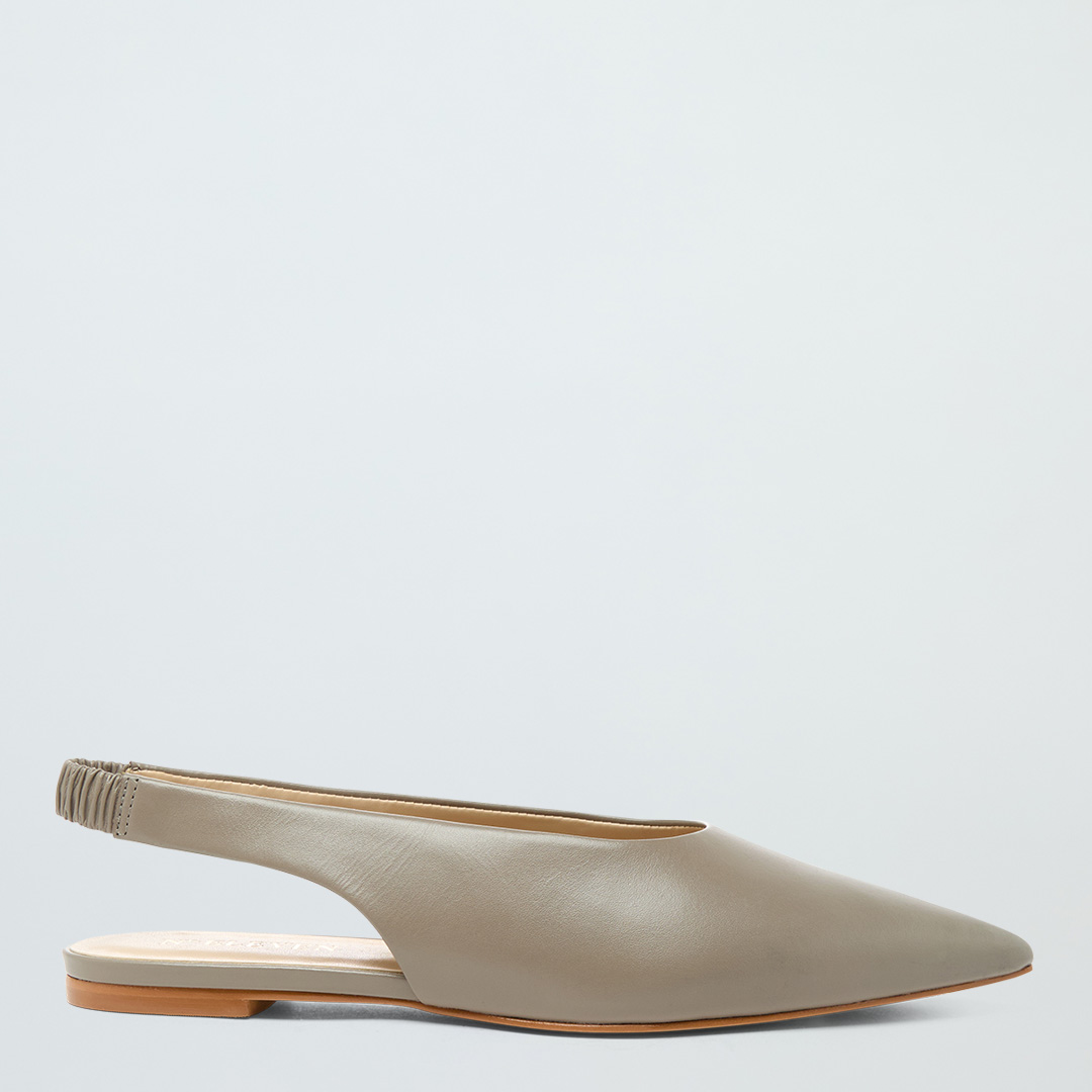 Clay Leather Pointed Sling Back Mules