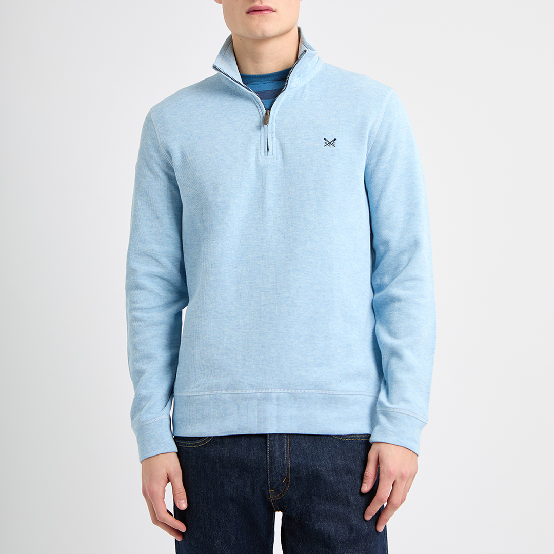 Blue 1/2 Zip Solid Sweatshirt