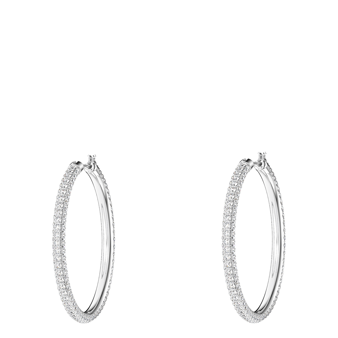 SWAROVSKI Women's  Silver Dextera Hoop Earrings in Size Medium, BrandAlley