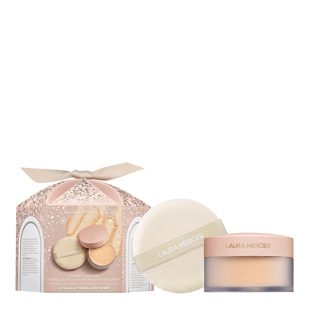 Divinely Flawless Ultra Blur Translucent Loose Setting Powder & Velour Puff - Honey