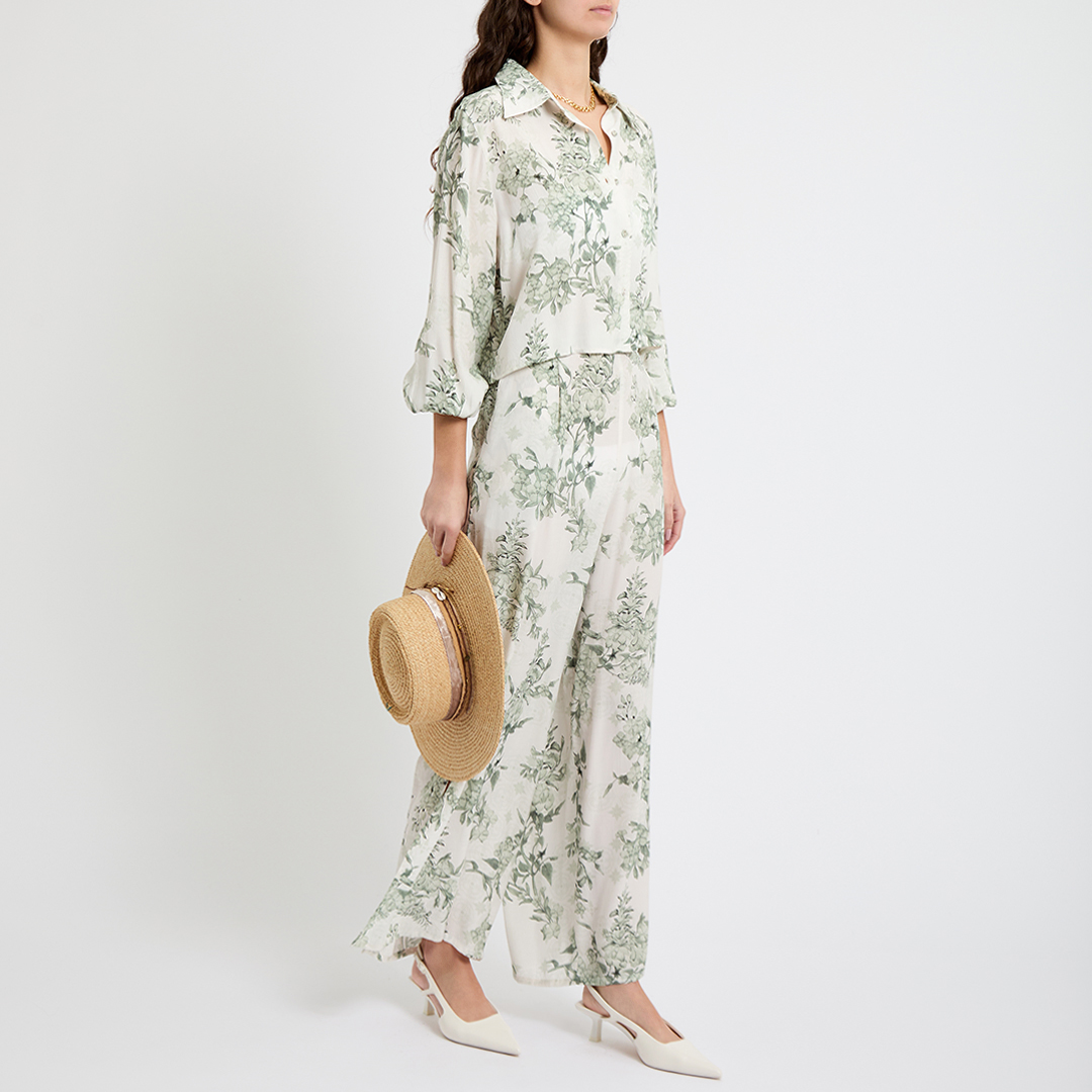 Sage Floral Print Shirt