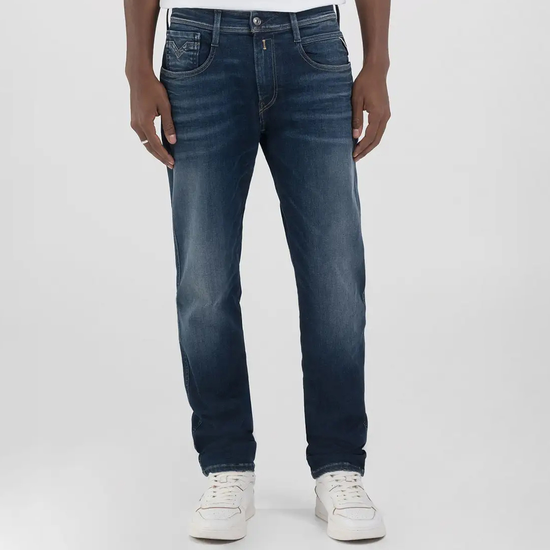 Mid Blue Anbass Hyperflex Slim Stretch Jeans
