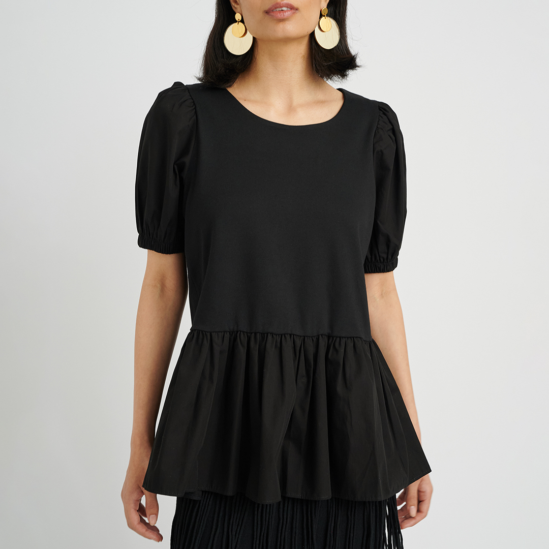 Black Zefine Peplum Blouse