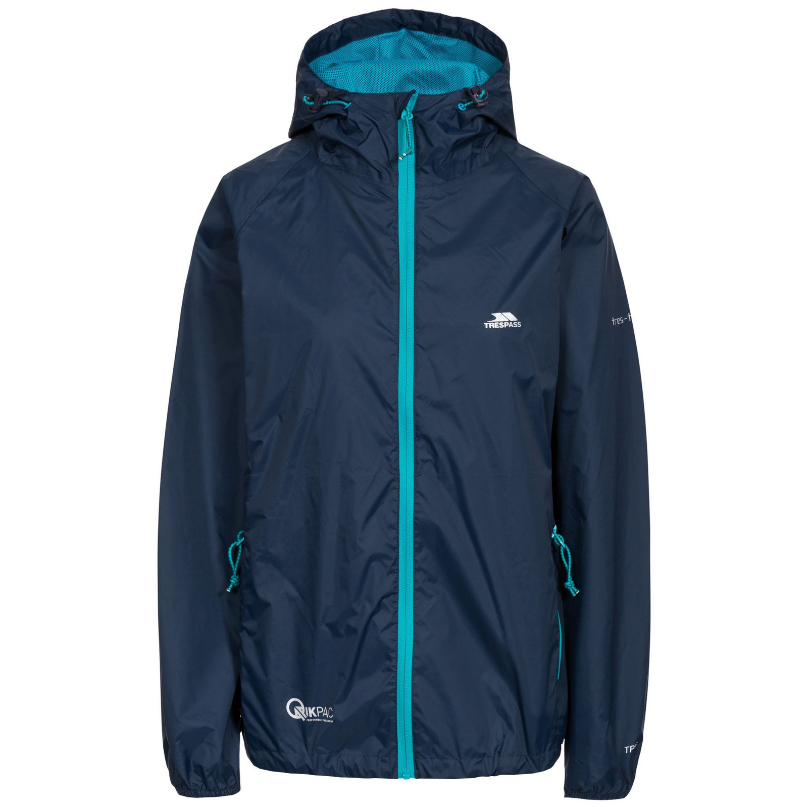 Trespass Women's   Navy Waterproof Jacket Qikpac Polyamide Pu Coating in Size XS, BrandAlley