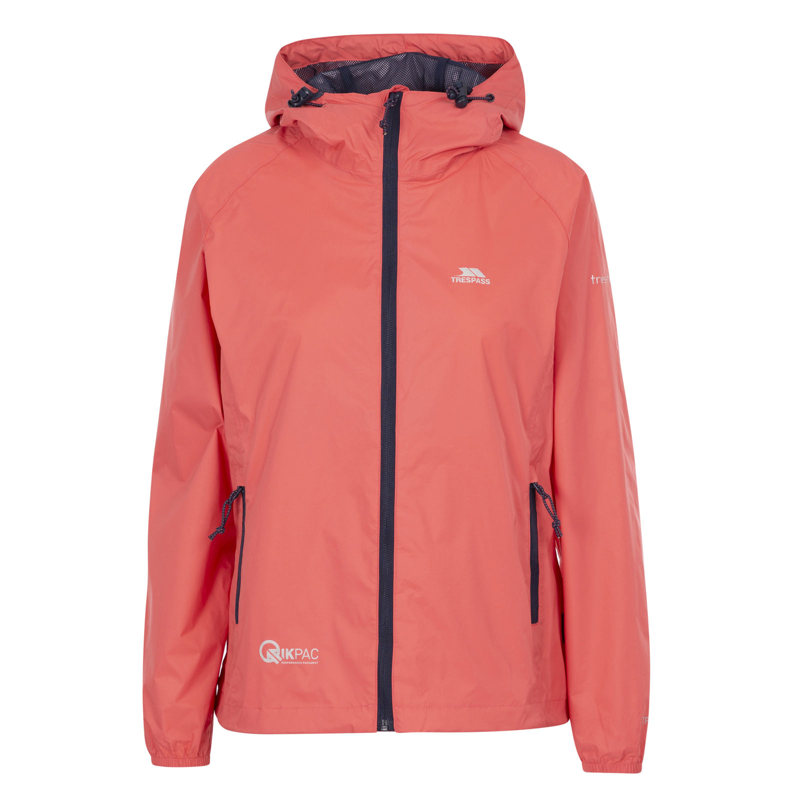 Trespass Women's  Waterproof Jacket Qikpac Polyamide PU Coating Peach Blush in Size XXL, BrandAlley