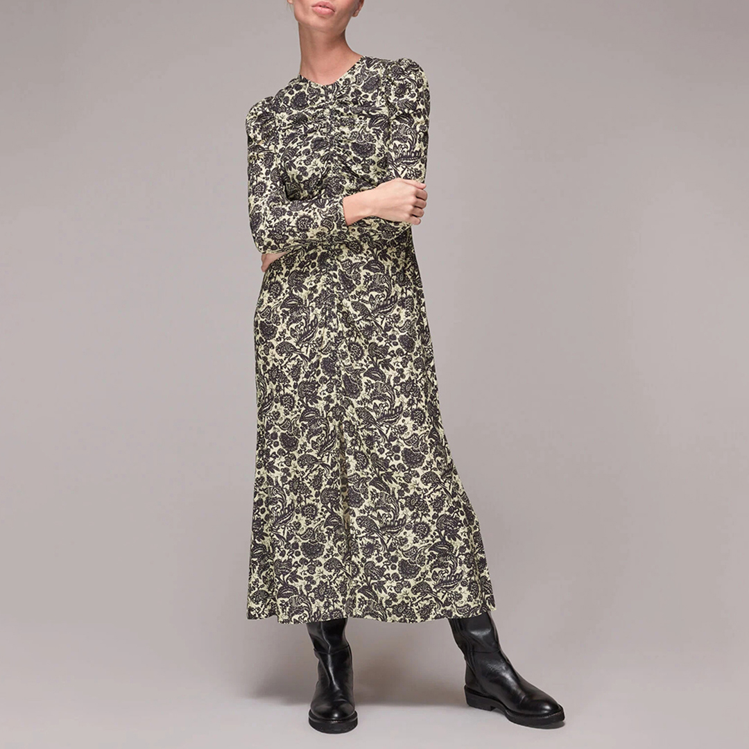 Multi Floral Ruched Detail Dress