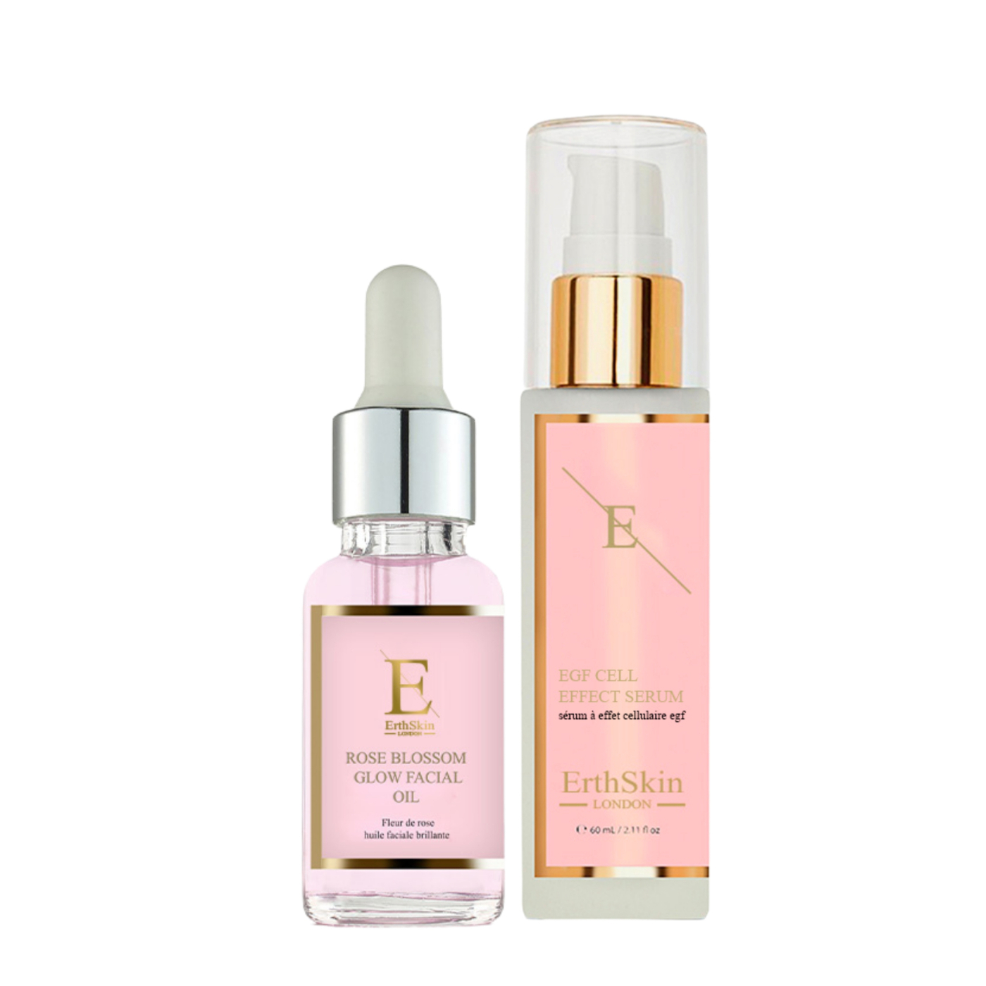 Erth Skin London   EGF Cell Effect Serum 60ml +  Rose Blossom Glow Facial Oil 30ml , BrandAlley