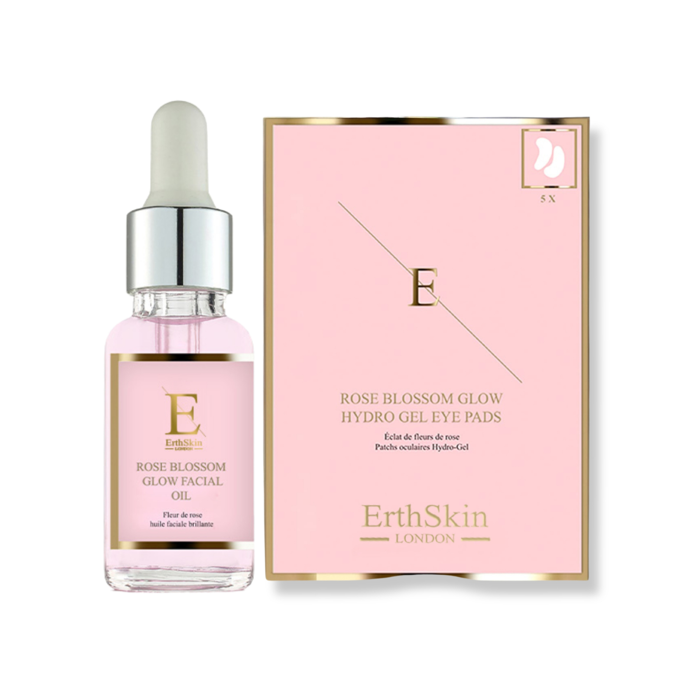 Erth Skin London   Rose Blossom Glow Facial Oil 30ml + Rose Blossom Glow Hydro-Gel Eye Pads 5 X 2 , BrandAlley
