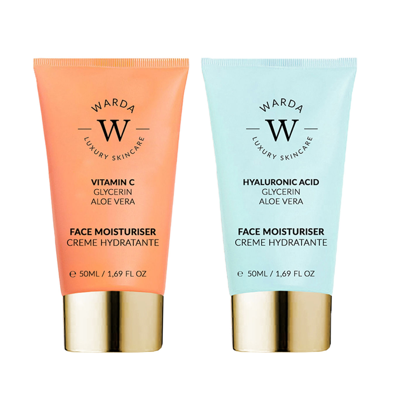 Warda Skincare   Skin Glow Boost Vitamin C Moisturiser 50ml + Skin Hydration Boost Hyaluronic Acid Moisturiser 50ml , BrandAlley