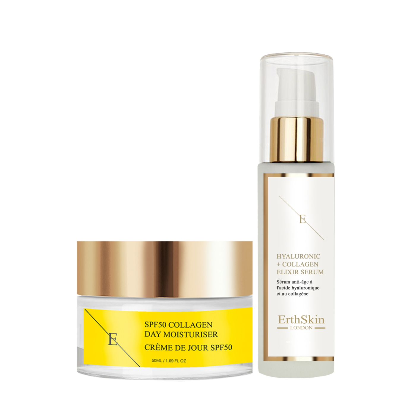 Erth Skin London   SPF 50 Collagen Day Cream 50ml + Hyaluronic acid & Collagen Serum - 60ml , BrandAlley