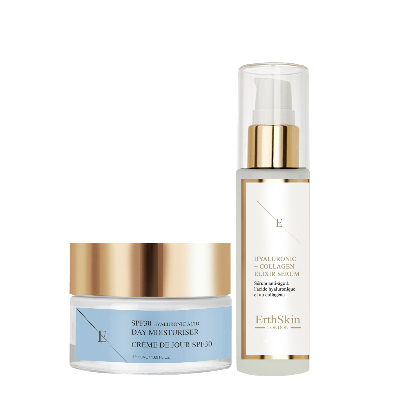 Erth Skin London   SPF 30 Hyaluronic Acid Day Cream 50ml + Hyaluronic acid & Collagen Serum - 60ml , BrandAlley